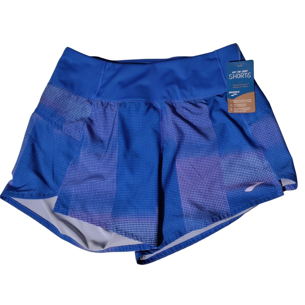 Brooks Womens Chaser 5 Inch Running Shorts Blue Altitude Print 221465 M NWT